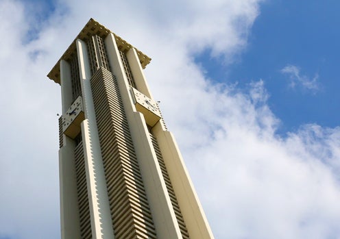 UCR's Bell Tower with clear skies