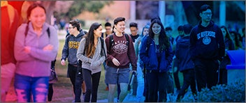 Students walking around UC Riverside Campus