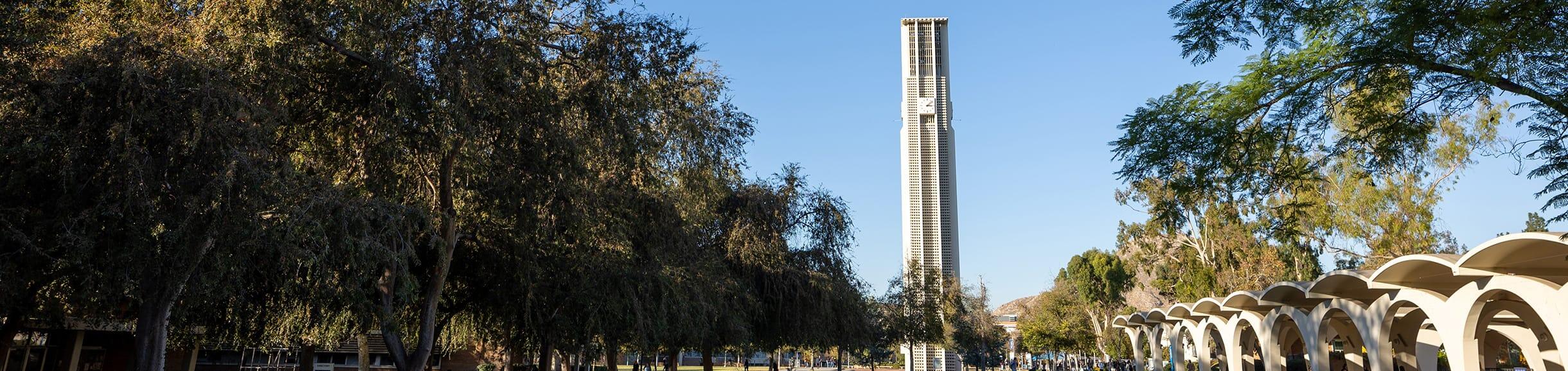 View of UCR Bell tower with Rivera Arches 